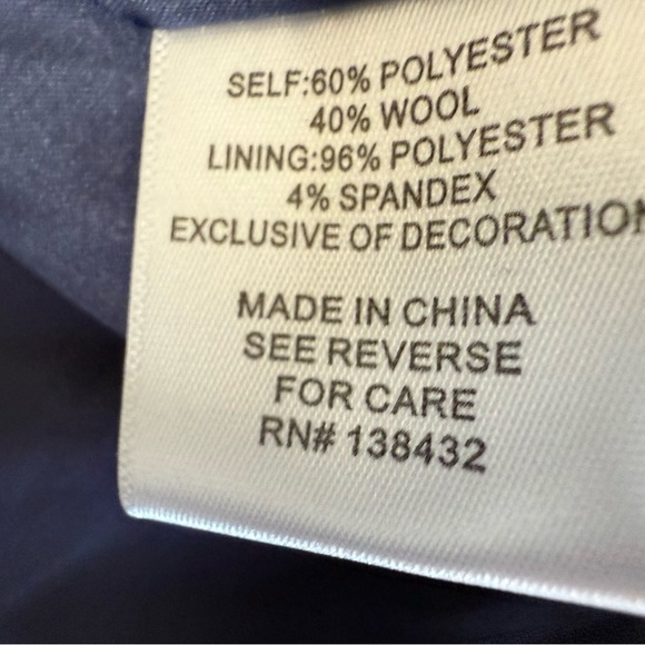 ModCloth Navy Blue Orange Wool Blend Plaid Coat Womens Medium - Picture 4 of 4